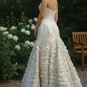 Martina Liana Cream Strapless Ruffled Wedding Dress